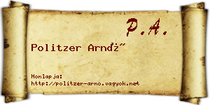 Politzer Arnó névjegykártya